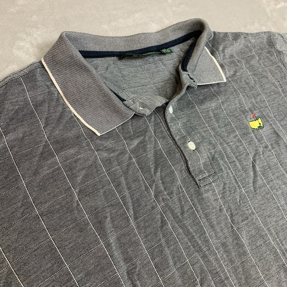 Amen Corner Polo Shirt Mens Large Black Plaid Golf Augusta National The Masters